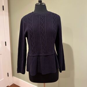 Talbots Blue Crew Neck Cable Knit Sweater